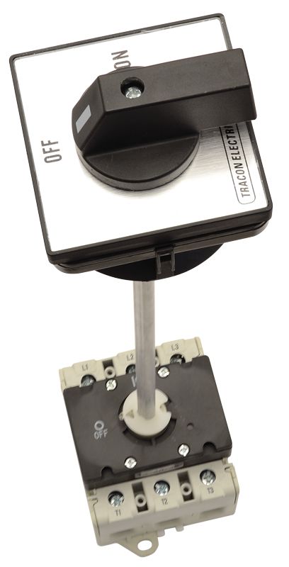 Tracon TS-63/4K Szakaszoló kapcsoló ajtókupplunggal 400V,50Hz,63A,4P,18,5kW,64×64mm