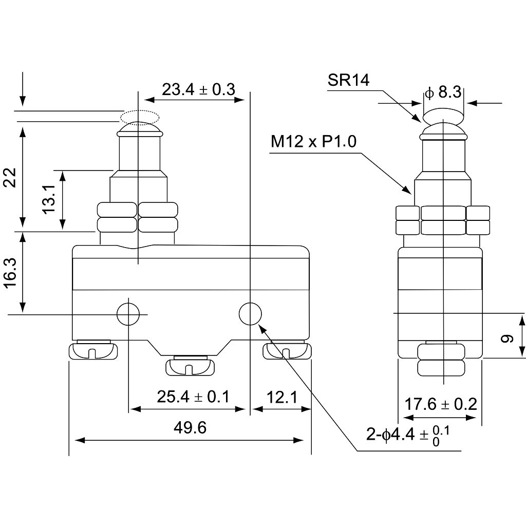 Tracon LS15GQ-B Helyzetkapcsoló,hosszú kúpos,ütküzős 1xCO,2A/230V AC-15,0,3A/250V DC-13,IP00 - Image 2