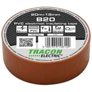 Tracon B20 Szigetelőszalag,barna 20m×18mm,PVC,0-90°C,40kV/mm