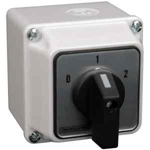 Tracon TKB-326/3T65 Tokozott választókapcsoló,0-1-2 400V,50Hz,32A,2×3P,11kW,64×64mm,60°,IP65