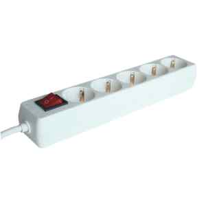 Tracon HK5-3M Hordozható elosztósáv kapcsolóval,normál,fehér 5×SCHUKO,3m,max.16A,250VAC,3680W,3x1,5mm²,H05VV-F
