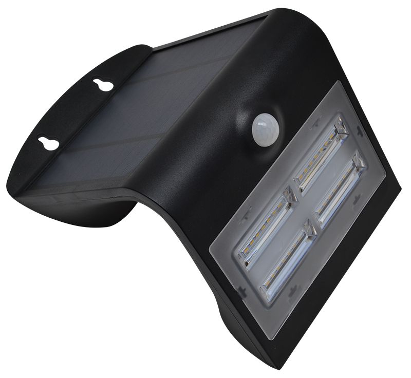 Tracon LSLBB3W Napelemes LED fali világítótest mozgásérzékelővel,fekete 3,2 W,4000 K,400 lm,IP65,3,7 V,2 Ah
