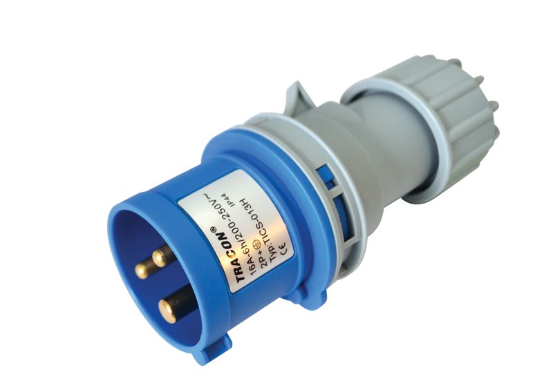 Tracon TICS-013H Ipari csatlakozó dugó,külső tömítőszelencével 16A,250V,2P+E,6h,IP44