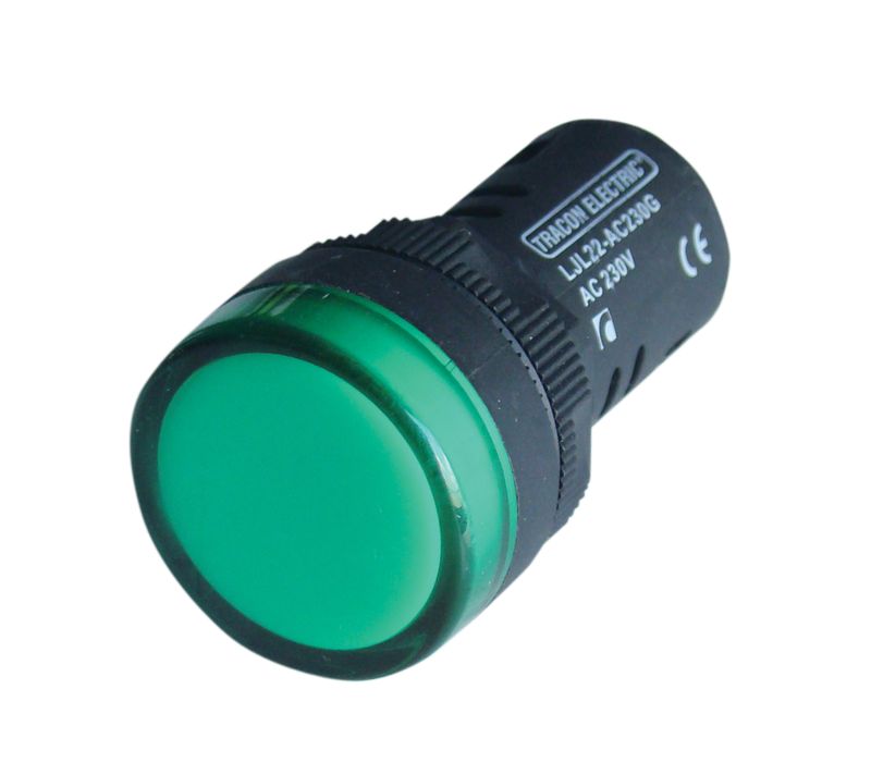 Tracon LJL22-GC LED-es jelzőlámpa,zöld 24V AC/DC,d=22mm