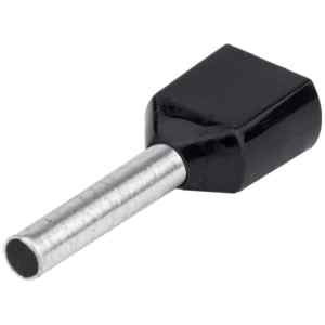 Tracon E13I Szigetelt iker-érvéghüvely,ónoz. elektr.réz,fekete 2×1,5mm²,l=12mm