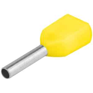 Tracon E22I Szigetelt iker-érvéghüvely,ónoz. elektr.réz,sárga 2×6mm²,l=14 mm