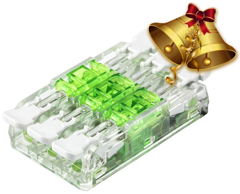 Tracon RVOGTT33 Csavar nélküli vezetékösszekötő,toldó,nyitható,átlátszó 0,5-4mm²,32A,400VAC 3P