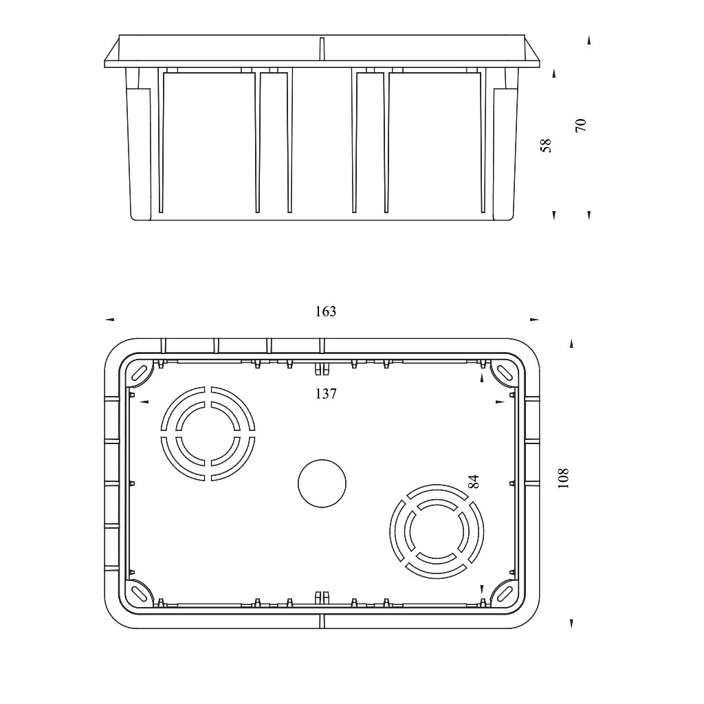 Tracon S163X108 Süllyesztett kötődoboz 163×108x70 mm,IP40 - Image 2