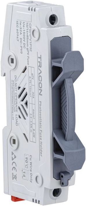 Tracon CFBHPV1P32 Szakaszolókapcsoló-biztosító hengeres bizt.hoz,PV 32A,10×85,Un=1500VDC,DC-PV0,20 kA,IP20,1P - Image 2
