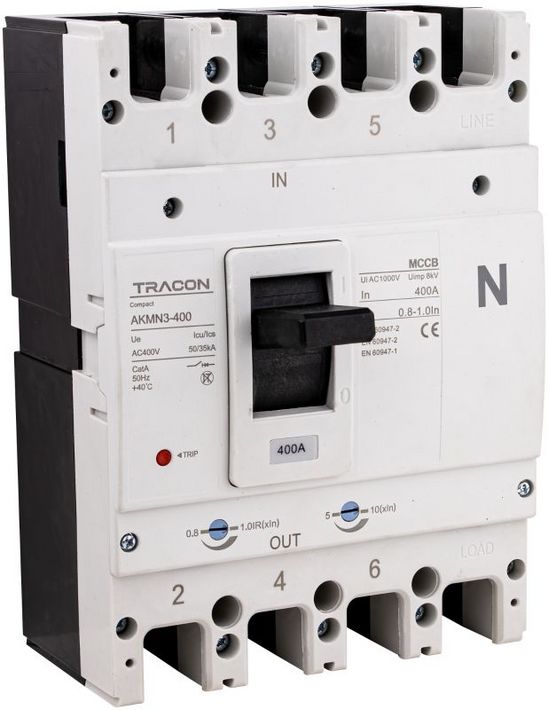 Tracon AKMN3-400 Kompakt megszakító 4P,400A,Ir=In,400/415V,50/60Hz,Icu=50kA,Ics=35kA - Image 2