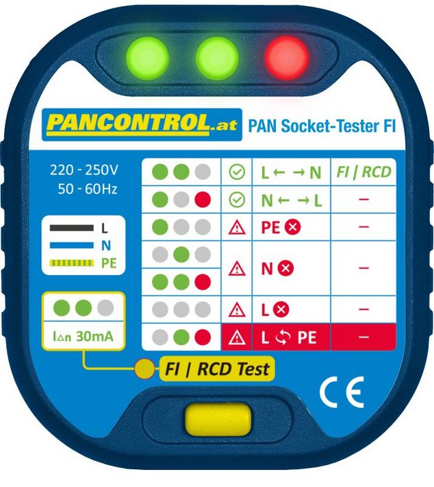 Tracon PANSOCKETTESTERFI Dugaszoló aljzat teszter 220 - 250 V,CATII-300V - Image 2