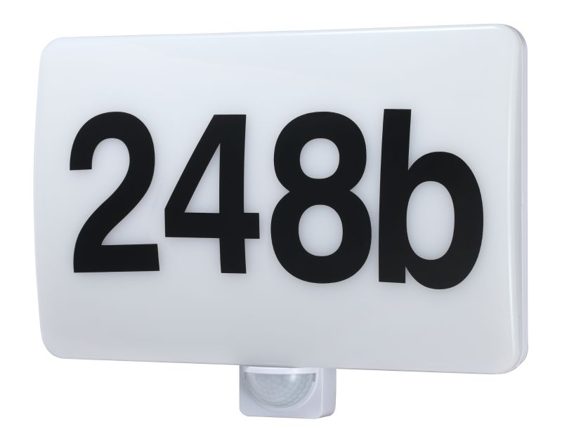 Tracon MFHV20W Házszám világító tábla mozgásérzékelővel,számokkal 230VAC,20W,180°,2-10m,10s-15m,4500K,IP65,1800lm,EEI=F - Image 2