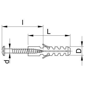 Tracon T10UCS Univerzális tipli+csavar,szürke M10x55mm,PA6.6