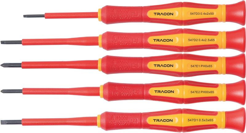 Tracon CSETP5 1000 V-ra szigetelt precíziós csavarhúzó szett AC 1000 V,5pcs