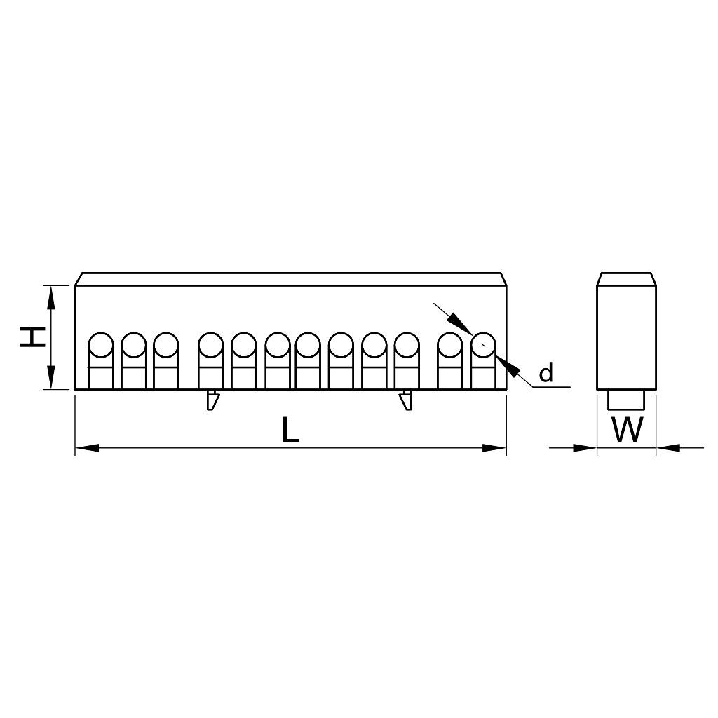 Tracon NPE-ZG Szigetelt földelősín,zárt,zöld 230/400VAC,63A,6×9mm,12P,IP20 - Image 2