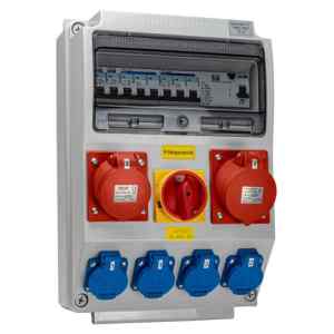 Tracon TDB03-12MVK Csatlakozó doboz védelemmel,főkapcs.,vezetékezett,készre sz. Prot.:RCCB,MCB,Out:4×SCHUKO+2×16A+1×32A