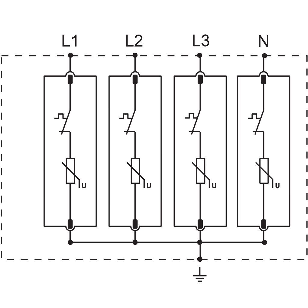 Tracon ESPD2-40-4P T2 AC típusú túlfeszültség levezető,cserélhető betéttel Uc:275V; In:20kA; Imax:40kA; Up:1,3kV; 4P - Image 2