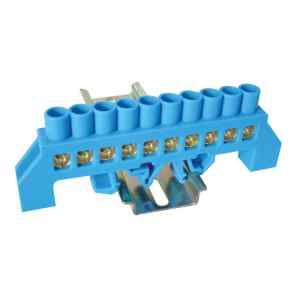 Tracon NPE-B8-10 Szigetelt földelősín,kék 230/400VAC,100A,8×12mm,10P,IP20