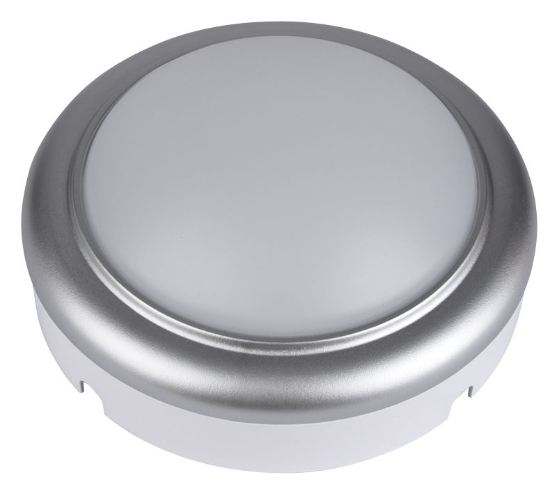 Tracon LHLMKS8NW Műanyag házas LED hajólámpa ezüst kerettel,kerek 230 V,50 Hz,8 W,4000 K,560 lm,IP54,ABS+PC,EEI=G