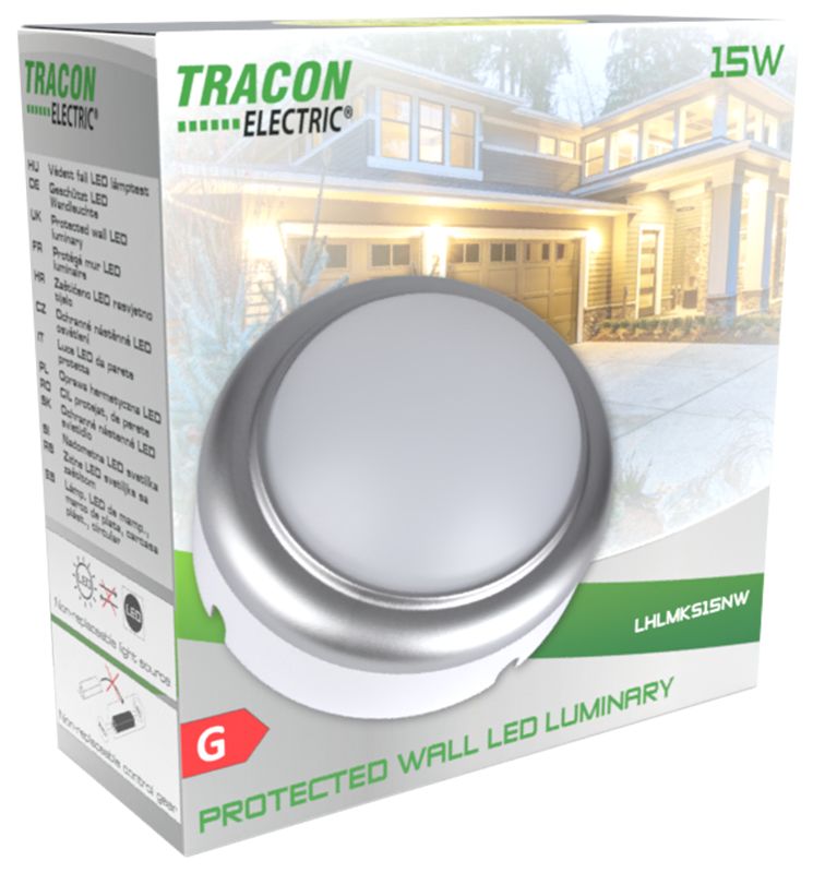 Tracon LHLMKS8NW Műanyag házas LED hajólámpa ezüst kerettel,kerek 230 V,50 Hz,8 W,4000 K,560 lm,IP54,ABS+PC,EEI=G - Image 3