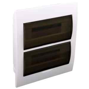 Tracon EDS-12/2 Süllyesztett elosztódoboz,füstszínű ajtóval,N/PE sínnel 2×12 modul,IP40