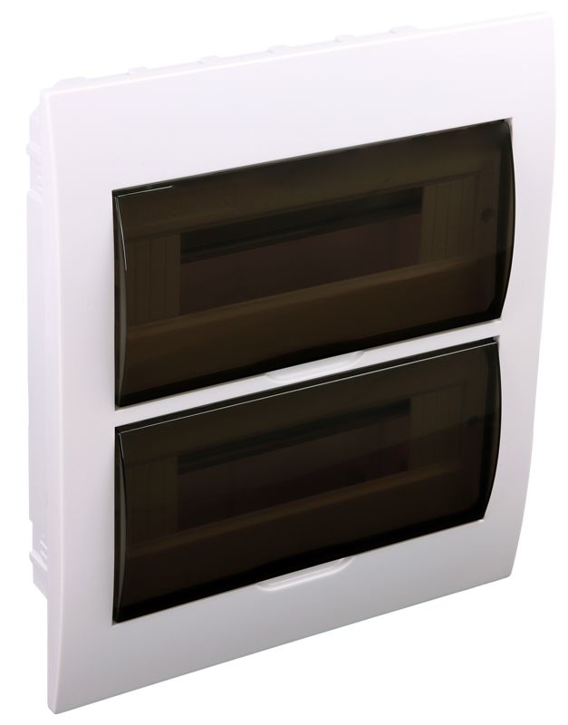 Tracon EDS-12/2 Süllyesztett elosztódoboz,füstszínű ajtóval,N/PE sínnel 2×12 modul,IP40
