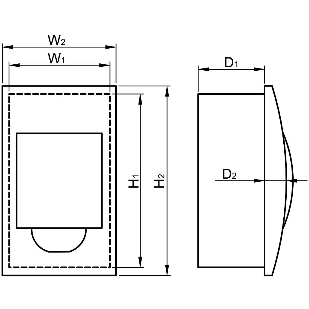 Tracon EDS-12/2 Süllyesztett elosztódoboz,füstszínű ajtóval,N/PE sínnel 2×12 modul,IP40 - Image 3
