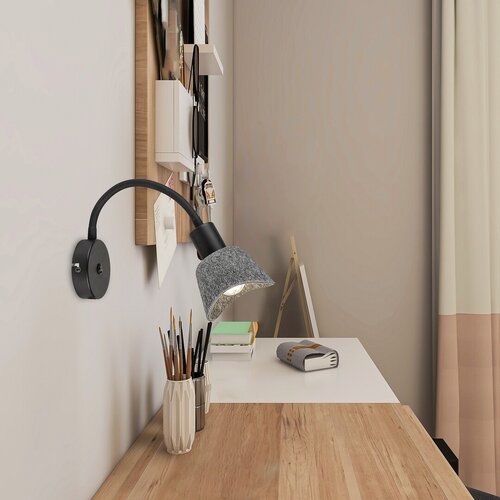 Rábalux 73009 Farelia,beltéri modern fali E14 1xMAX10W H25cm Beltéri lámpa IP20 fekete filc - Image 8