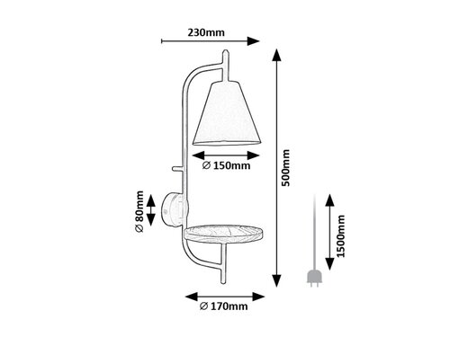 Rábalux 71293 Azome,beltéri modern fali E27 1xMAX15W H50cm Beltéri lámpa IP20 bükk fém - Image 3