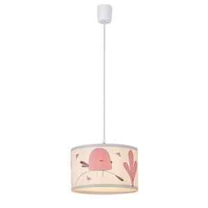 Rábalux 72069 Fowly,beltéri gyerek lámpa függeszték  E27 1xMAX40W,lila madár Beltéri Gyereklámpa IP20 fehér textil