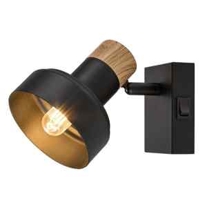 Rábalux 73055 Saskia,beltéri skandináv fali E14 1xMAX15W L12cm Beltéri lámpa Spotlámpa IP20 fekete fém/ fa