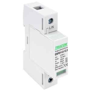 Tracon ESPD1+2-12.5-1P T1+T2 AC típusú túlfeszültséglevezető,cserélhető betéttel Uc:275V; Iimp:12,5kA; In:20kA; Imax:50kA; Up:1,3kV; 1P
