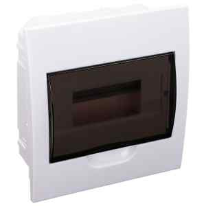 Tracon EDS-8/1 Süllyesztett elosztódoboz,füstszínű ajtóval,N/PE sínnel 1×8 modul,IP40