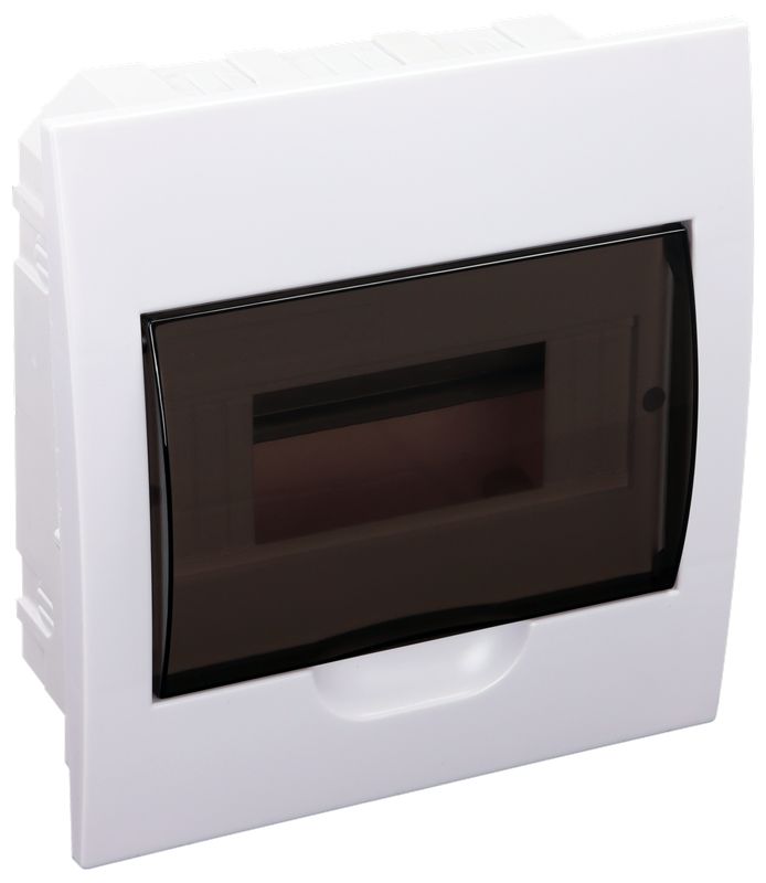 Tracon EDS-8/1 Süllyesztett elosztódoboz,füstszínű ajtóval,N/PE sínnel 1×8 modul,IP40