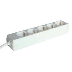 Tracon H5-5M Hordozható elosztósáv,normál,fehér 5×SCHUKO,5m,max.16A,250VAC,3680W,3x1,5mm²,H05VV-F