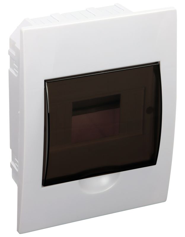 Tracon EDS-6/1 Süllyesztett elosztódoboz,füstszínű ajtóval,N/PE sínnel 1×6 modul,IP40