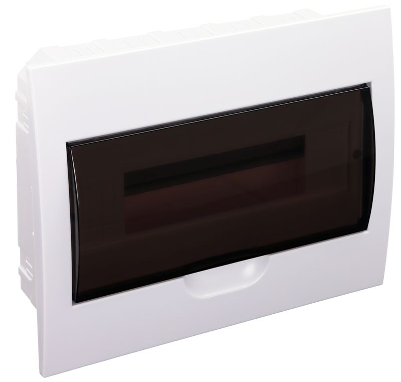 Tracon EDS-12/1 Süllyesztett elosztódoboz,füstszínű ajtóval,N/PE sínnel 1×12 modul,IP40