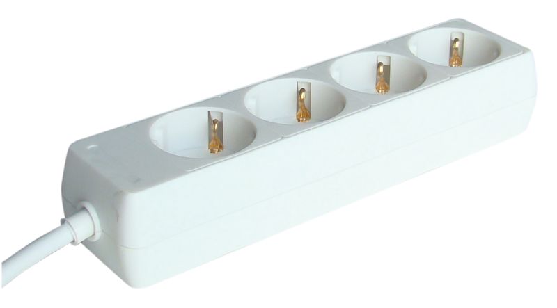 Tracon H4-3M Hordozható elosztósáv,normál,fehér 4×SCHUKO,3m,max.16A,250VAC,3680W,3x1,5mm²,H05VV-F