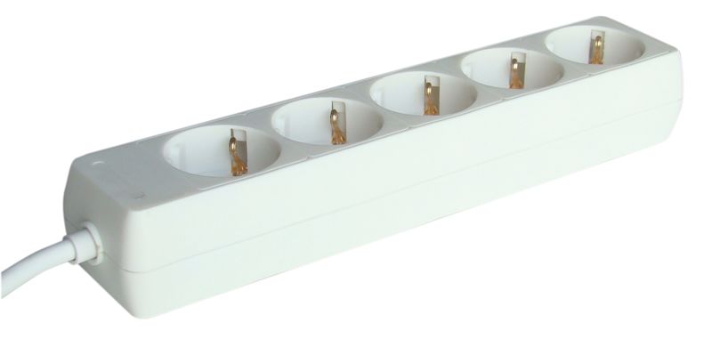 Tracon H5 Hordozható elosztósáv,normál,fehér 5×SCHUKO,1,5m,max.16A,250VAC,3680W,3x1,0mm²,H05VV-F