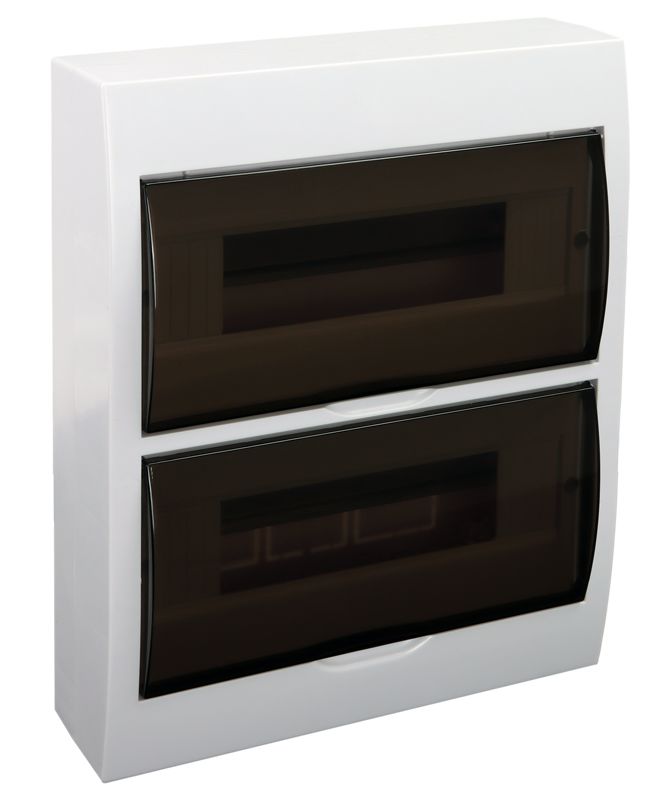 Tracon EDFK-12/2 Falon kívüli elosztódoboz,füstszínű ajtóval,N/PE sínnel 2×12 modul,IP40