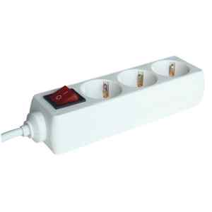 Tracon HK3-5M Hordozható elosztósáv kapcsolóval,normál,fehér 3×SCHUKO,5m,max.16A,250VAC,3680W,3x1,5mm²,H05VV-F