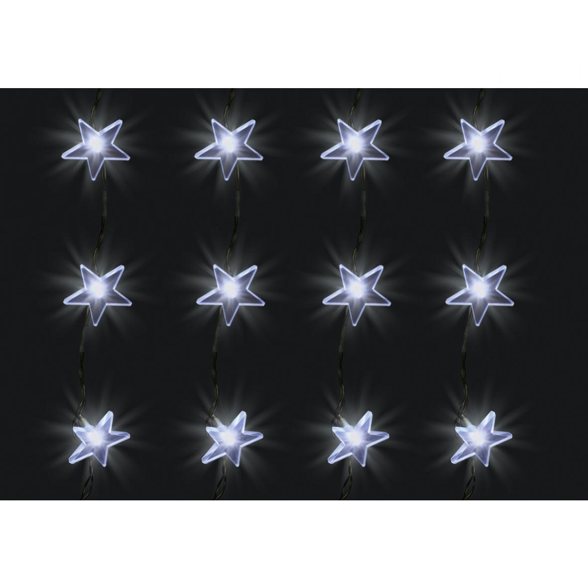 Home KAF 48L LED-es csillag fényfüggöny, 1,5x1 m / 48 db hidegfehér LED csillag figurákban, átlátszó vezeték, hálózati adapter, beltéri kivitel - Image 2