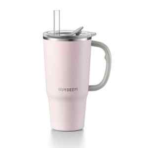 BUYDEEM DS57-P pohár termosz szívószállal, 700 ml, dupla falú, 12 mm-es szívószál