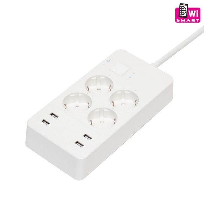 Home NV 4 WIFI smart elosztó, 1,5 m, H05VV-F 3G1,5 mm2 kábel, 4 földelt aljzat, 4 USB aljzat, max.3680W, Tuya alkalmazás kompatibilis, WiFi-s - Image 2