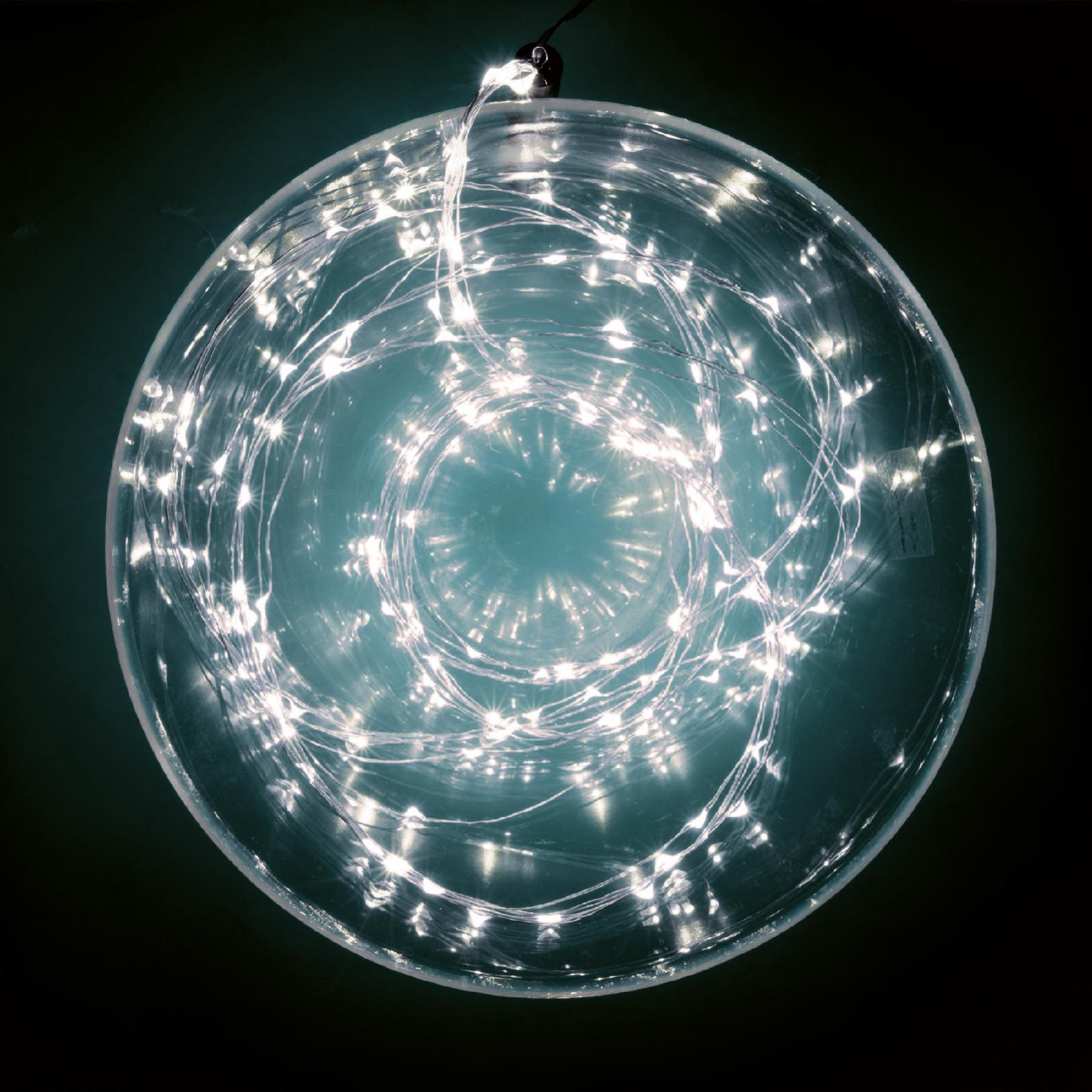 Home ML 200/WH micro LED-es fényfüzérköteg, 200 db hidegfehér micro LED, 10 ágú, vékony, ezüstszínű vezeték, hálózati adapter, kül- és beltéri kivitel - Image 4