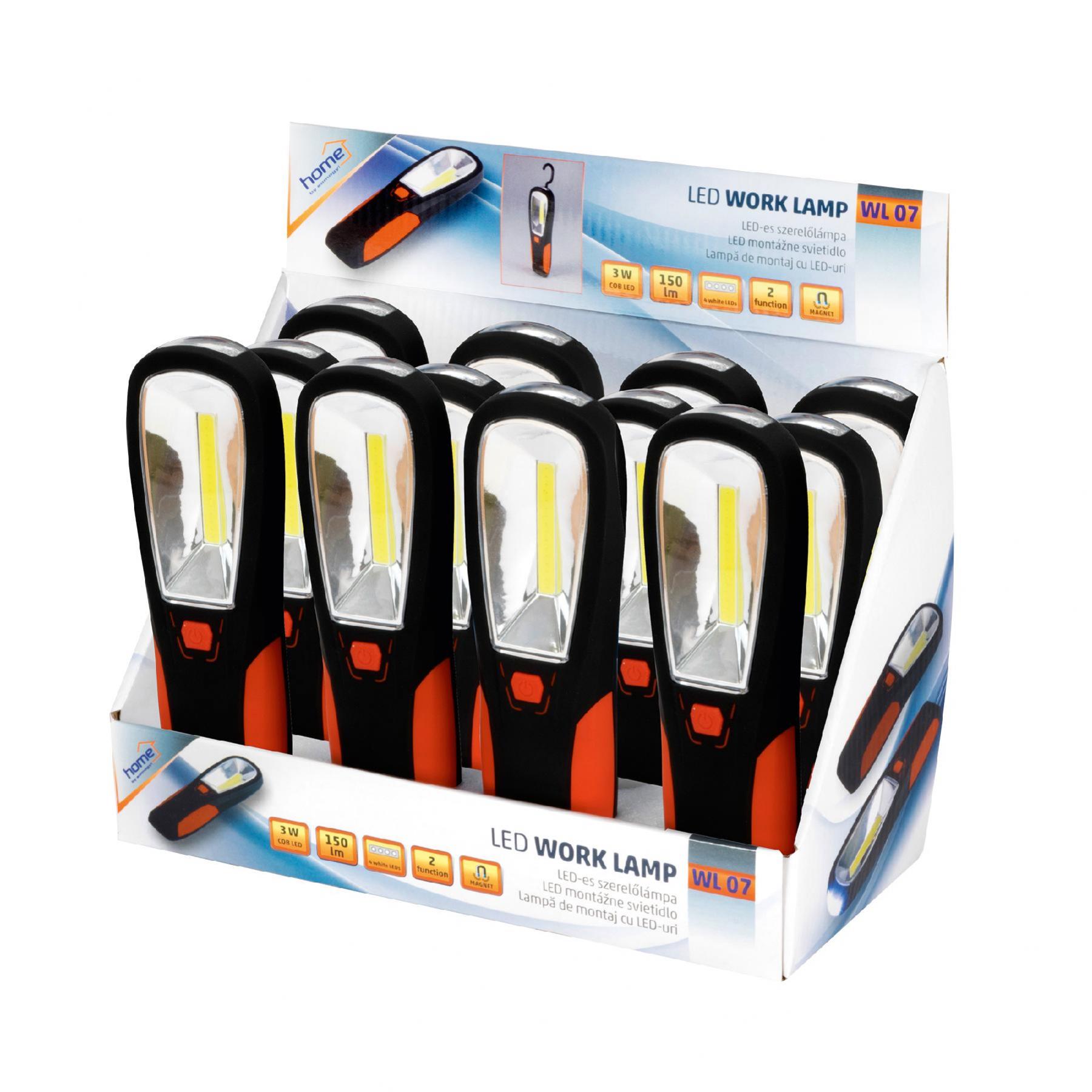 Home WL 07 LED szerelőlámpa, 3 W COB LED, 4 fehér LED, 150 lm, 2 üzemmód, mágneses - Image 5