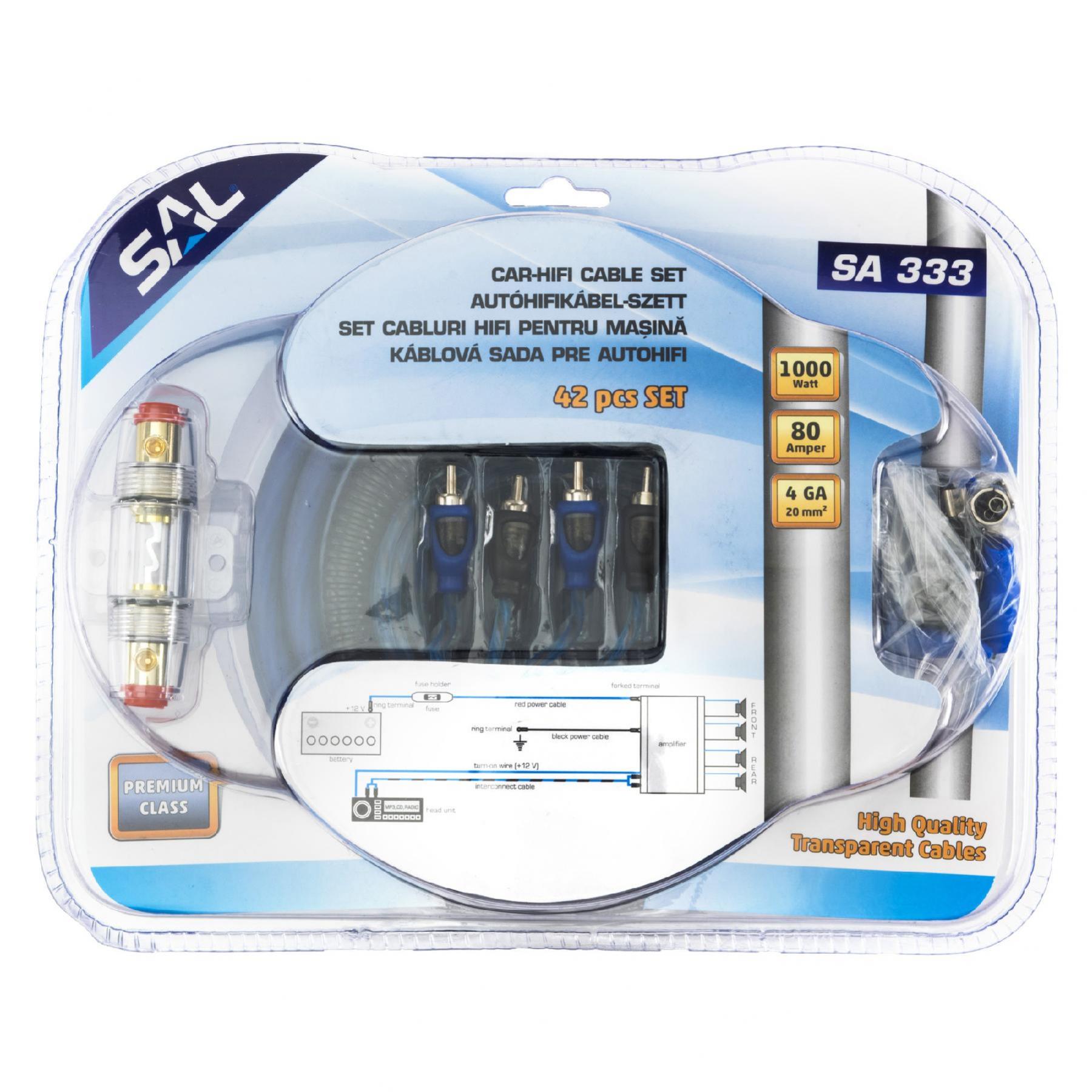 SAL SA 333 autó-HiFi kábel szett, 1000 W, 80 A, 20 mm2 42 darabos - Image 2