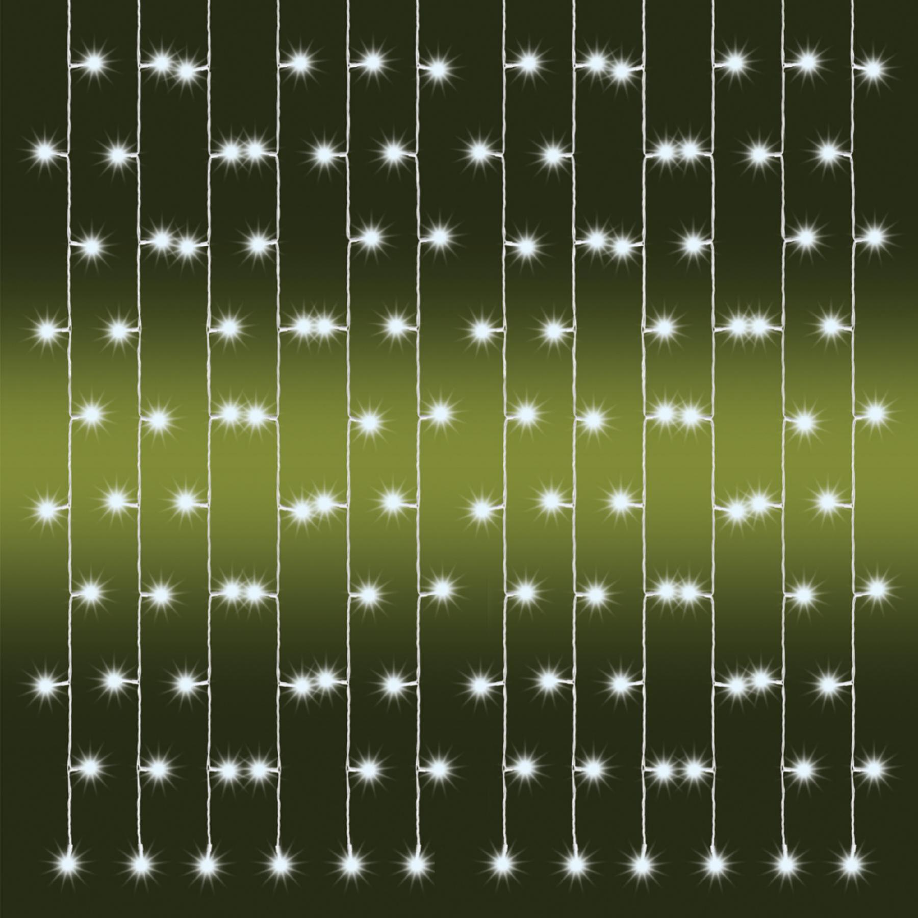 Home KAF 210LC LED-es fényfüggöny, 2x1 m / 210 db hidegfehér LED, fehér vezeték, állófényű, hálózati adapter, kül- és beltéri kivitel - Image 2