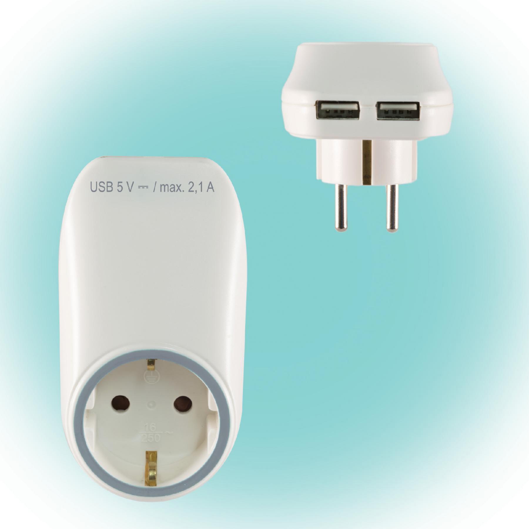 Home NV 2100 USB hálózati aljzat USB töltőaljzatokkal, 2xUSB töltőaljzat 5V/max.2,1A, földelt hálózati aljzat gyermekvédő zsaluval - Image 2