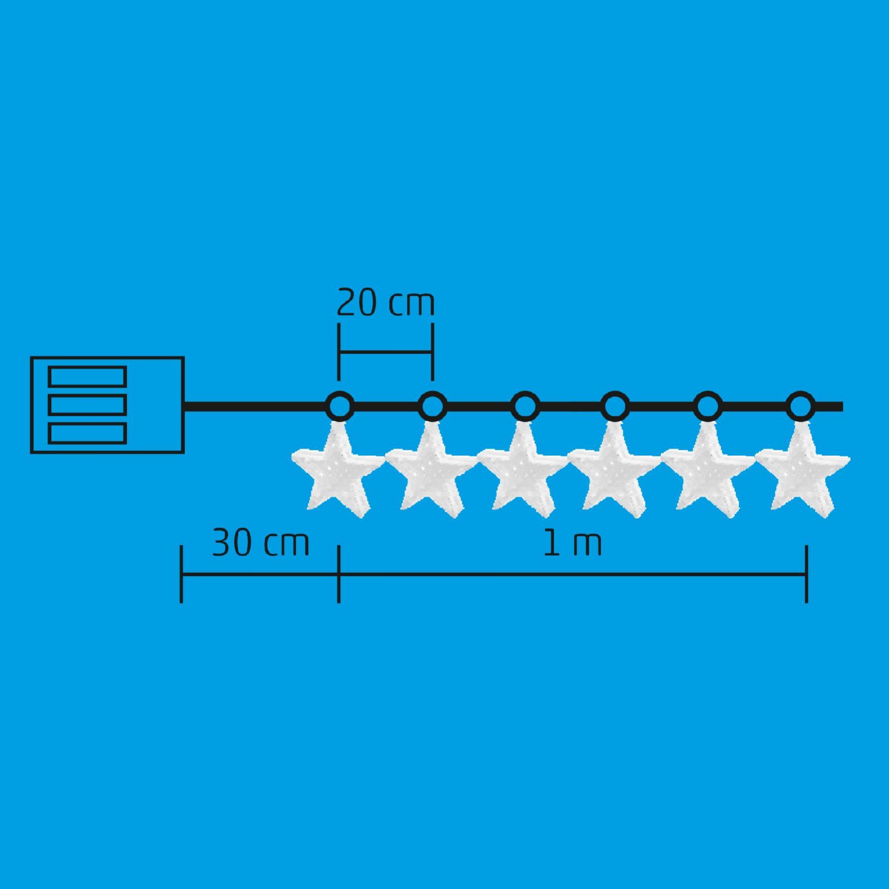 Home MRLC 6/S LED-es tükördísz fényfüzér, 1 m / 72 db hidegfehér LED, alagúthatású csillagdísszel, állófényű, átlátszó vezeték, elemes, beltéri kivitel - Image 2